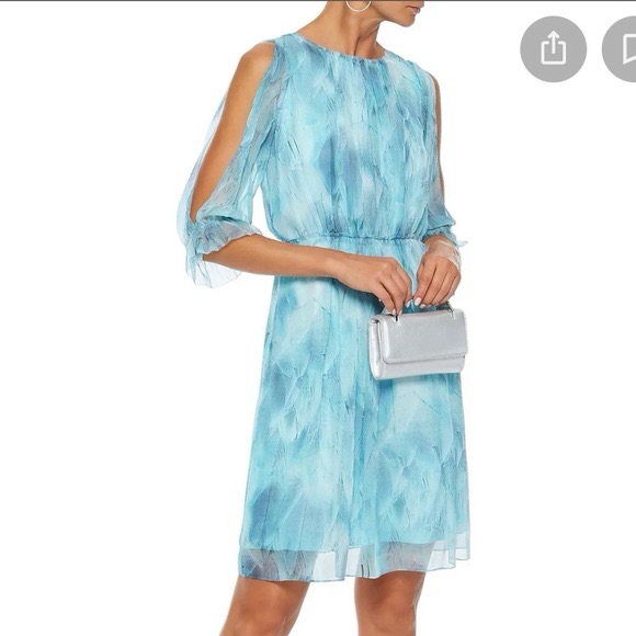 Elie Tahari Light Blue Long Sleeve Dress 100% Silk